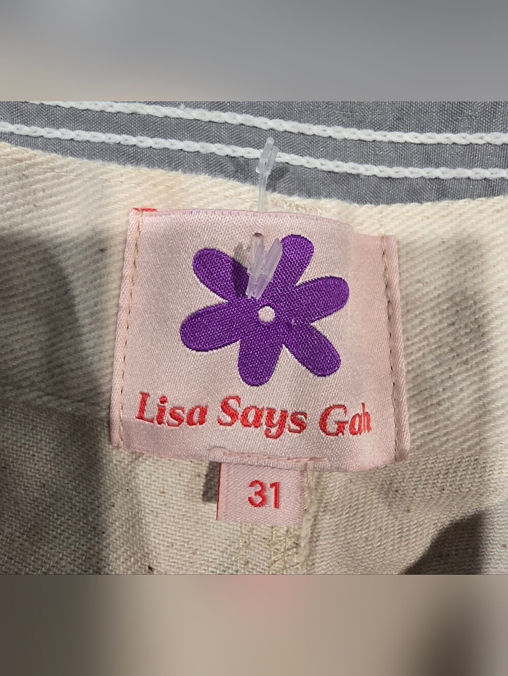 Lisa Says Gah Robyn High Waisted Straight Leg Daisy Checked Jeans Size 31 - Picture 6 of 9